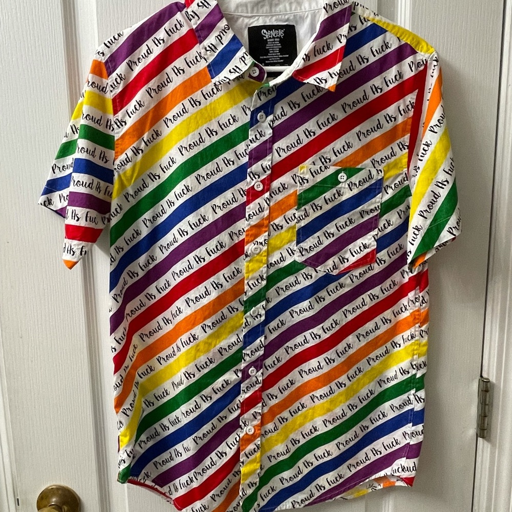 Rainbow button up